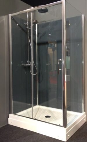 rechthoekige rondom gesloten douchecabine met een schuifdeur aan de voorzijde