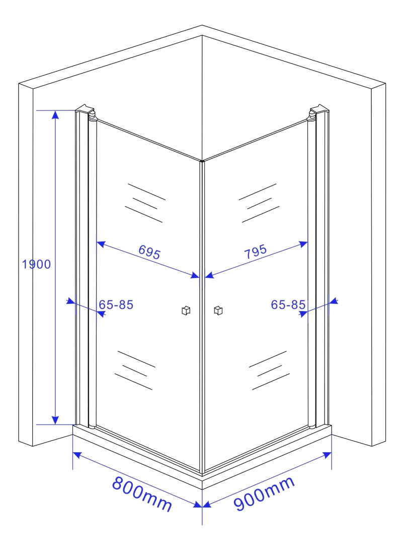 afmetingen van douchecabine met twee deuren