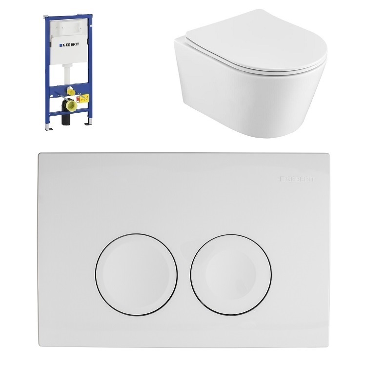 Geberit UP100 + Easy Flush Flat Compact + Delta 21 (wit)