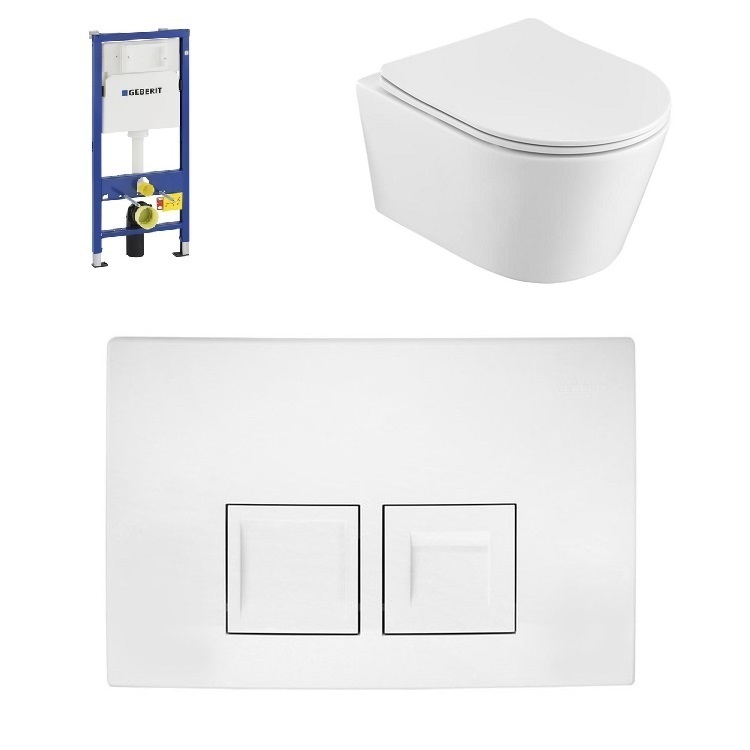 Geberit UP100 + Easy Flush Flat Compact + Delta 50 (wit)