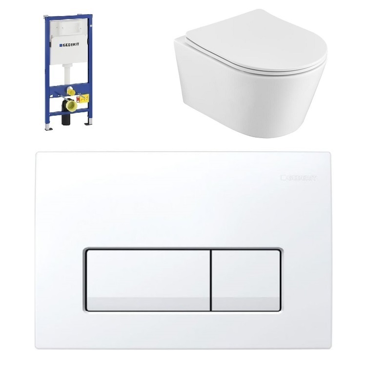 Geberit UP100 + Easy Flush Flat Compact + Delta 51 (wit)