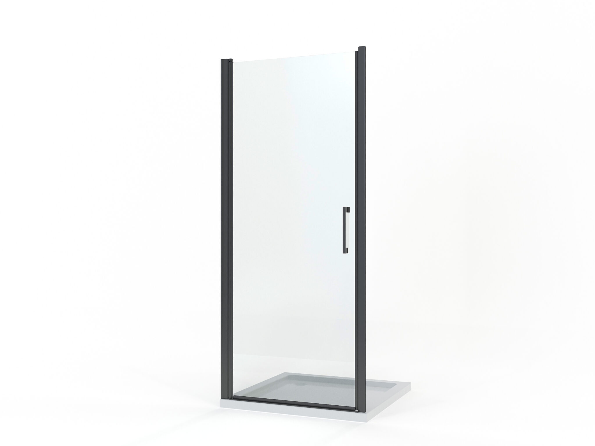 Trendy douchecabine met draaideur en zwarte profielen (Frameless) www