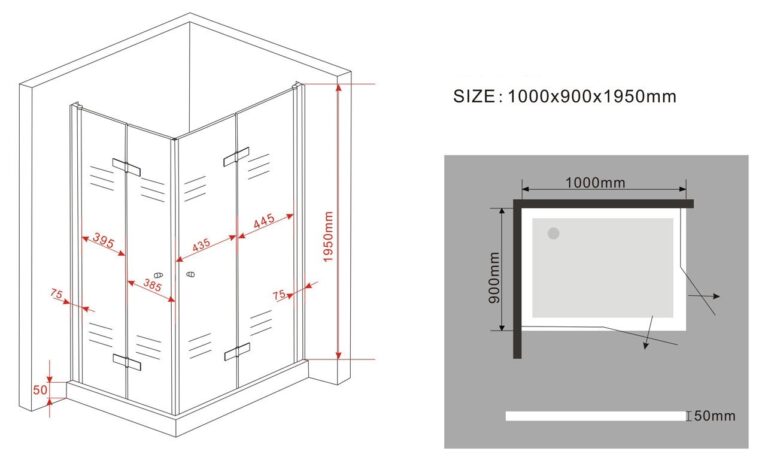Douchecabine 100x100 Amara. Complete Gesloten Douchecabine