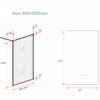 Inloopdouche zwart met geribbeld glas lijntekening 90x200cm