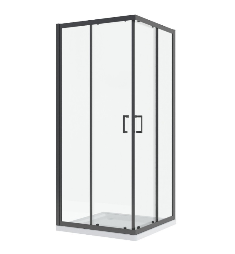 Douchecabine hoekinstap matzwart 200 cm hoog