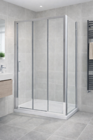 3-delige nisschuifdeur chroom met zijwand