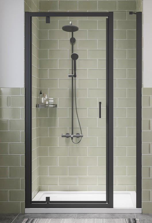 Douchedeur + zijpaneel matzwart