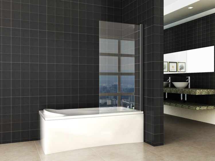 Draaibare badwand 80 x 150 cm - Matzwart - Afbeelding 2
