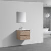 Scandinavisch Eiken badkamermeubel + Vlakke spiegel 60 cm (zijaanzicht)