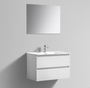 Witte badkamermeubel + Vlakke Spiegel 80 cm productfoto